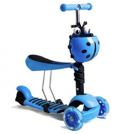 Trotineta 3 in 1 cu cosulet si roti cu lumini OX10 albastru [0]