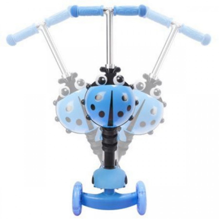 Trotineta 5 in 1 cu maner de impins si roti cu lumini Scooter OX11, albastra [1]