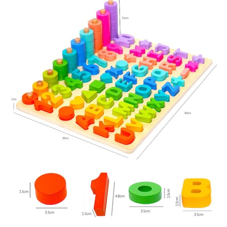 Joc din lemn Alfabet, cifre si forme, multicolor [1]