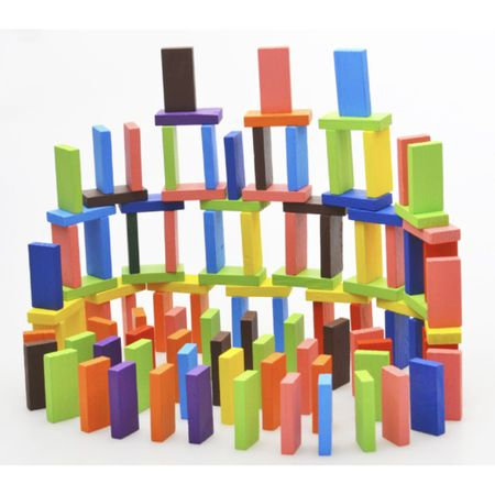 Joc din lemn, Domino cu piese colorate, 360 piese [2]