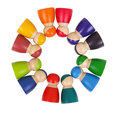 Jucarie din lemn, Peg Doll Curcubeu, 12 piese [3]
