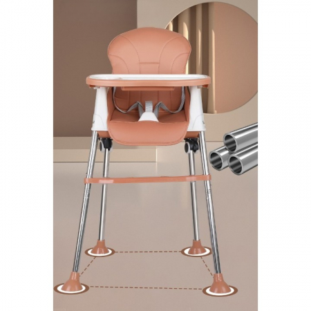 Scaun de Masa Pliabil 3 in 1 Multifunctional, Masuta si Husa Detasabile, Roti, Centura de Siguranta, Ajustare Inaltime, Maro [3]