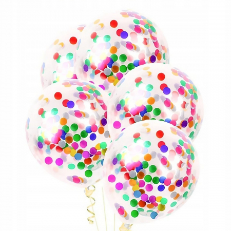 Articole de petrecere - Set 10 Baloane din Latex,  Model Party Confetti, 30 cm, Multicolore, 2.8 g