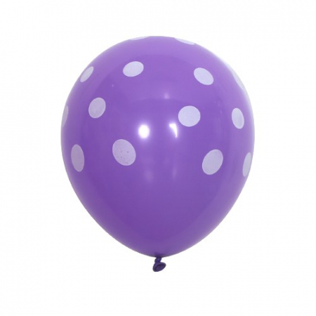 Set 10 Baloane din Latex,  Model Party cu Buline si Simple, 30 cm, Mov, 2.8 g [3]