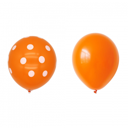 Articole de petrecere - Set 10 Baloane din Latex, Model Party cu Buline si Simple, 30 cm, Portocaliu, 2.8 g