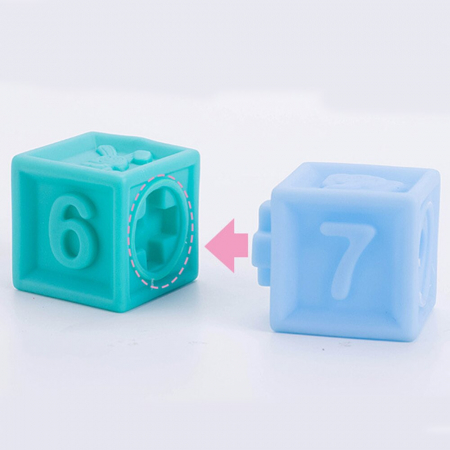 Set 10 cuburi moi de construit pentru bebelusi Soft Blocks, multicolor [5]