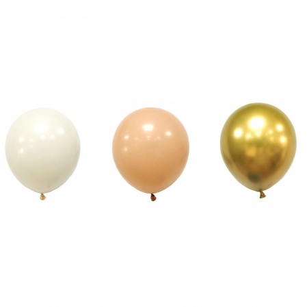Set 16 Baloane din Latex Metalizate,  Model Party, 30 cm, Auriu, Bej Inchis si Deschis, 2.8 g [5]