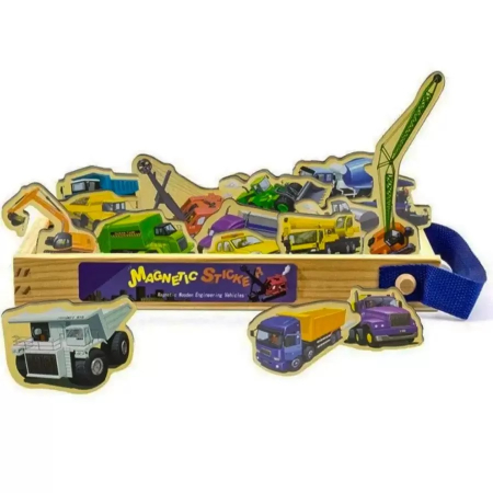 Set 23 Piese Magnetice Vehicule de Constructii Magnetic Stickers, multicolor [1]