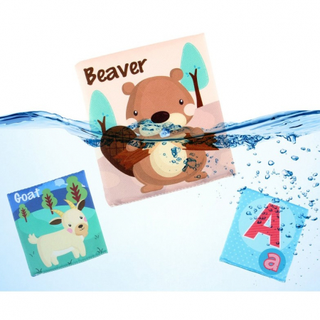 Set 26 Carduri din Panza cu Doua Fete, Model Litere, Educational, Interactiv, Saculet Inclus, Multicolor [6]