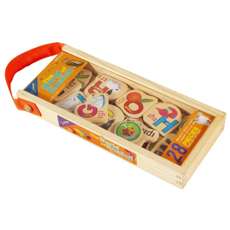 Set 28 piese litere magentice din lemn English Letters, multicolor [4]