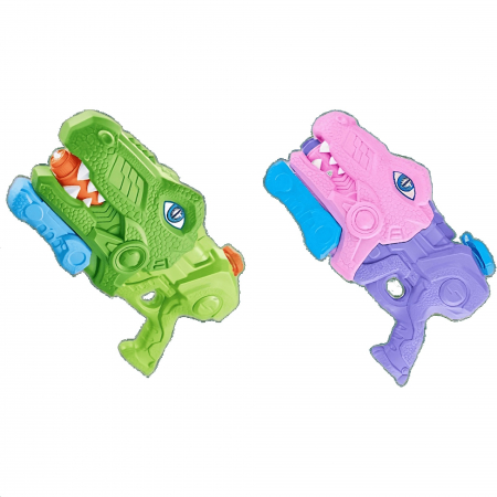 Pusti si pistoale cu apa - Set 2 x Pistol cu Apa pentru Copii, Tiranozaur, Roz + Verde,660 ML