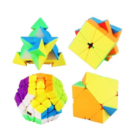 Jocuri de memorie si inteligenta - Set 4 Cuburi Rubik, Pyramid Mix,  multicolor