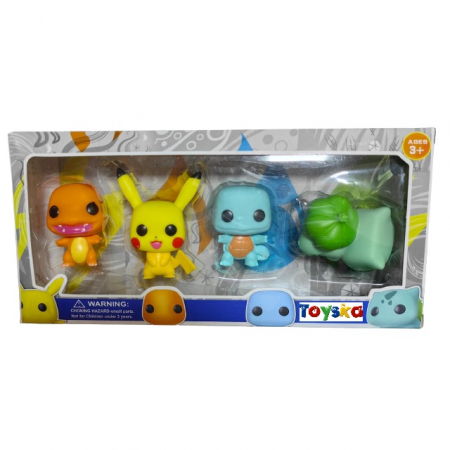 Set 4 figurine Pokemon, Pikachu, Charmander, Bulbasaur si Squirtle, 8 cm, multicolor [5]