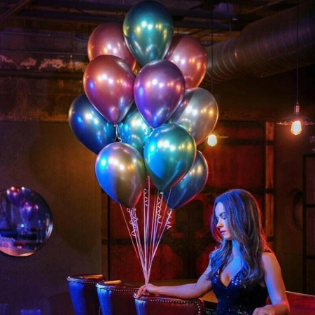 Set 50 Baloane din Latex Chrome,  Model Party, 23 cm, Multicolor, 2.2 g [4]