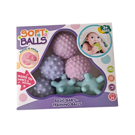 Set 6 mingi senzoriale bebe Soft Balls, multicolor [0]