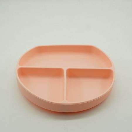 Set 8 piese diversificare bebelusi si copii din silicon, baveta, farfurie compartimentata, bol, tacamuri, cana, fara alergeni, roz [1]