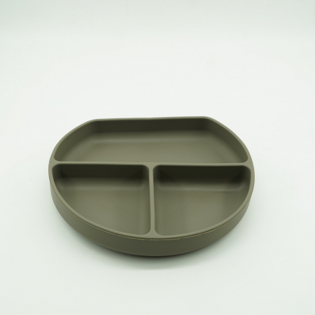 Set 8 piese diversificare bebelusi si copii din silicon, baveta, farfurie compartimentata, bol, tacamuri, cana, fara alergeni, verde inchis [3]