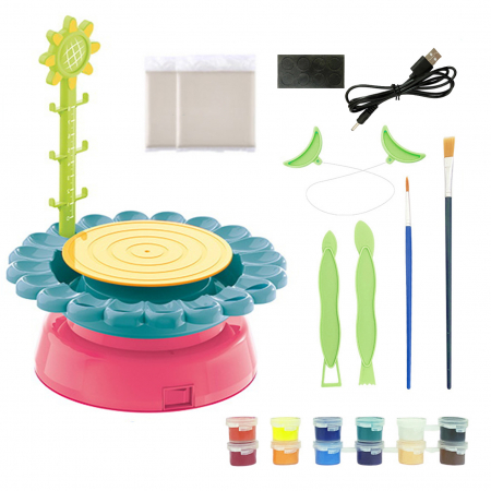 Set Atelier de Olarit si Pictat pentru copii cu Vopsele, Lut si Accesorii, 22 piese, rosu [6]