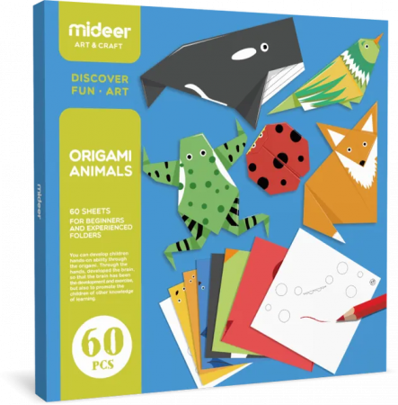 Accesorii Craft - Set creativ Origami Animals, 60 pcs, multicolor