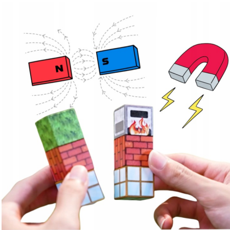 Set cuburi magnetice Creative tip Minecraft, 48 piese, multicolor [3]