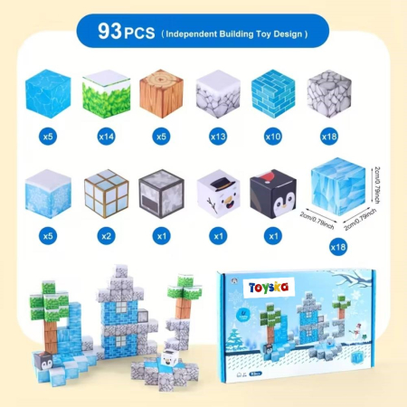 Set cuburi magnetice Creative tip Minecraft Ice, 93 piese, multicolor [1]