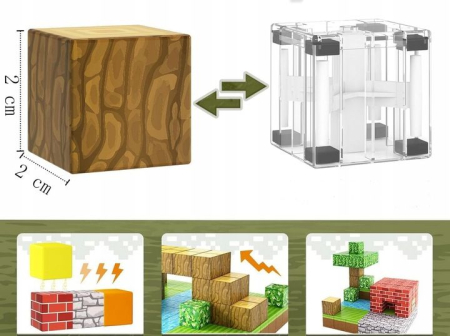 Set cuburi magnetice tip Minecraft Build World, 100 piese, multicolor [2]
