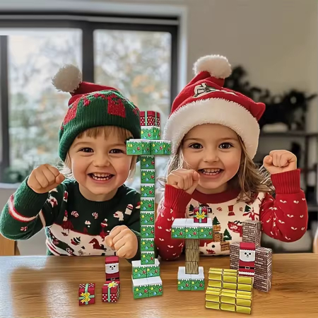 Set cuburi magnetice tip Minecraft Editie de Craciun, 60 piese, multicolor [3]