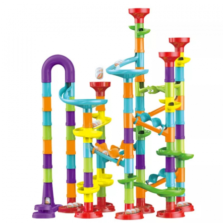 Set de constructie Marble Run cu bile din sticla, 113 piese, multicolor [0]