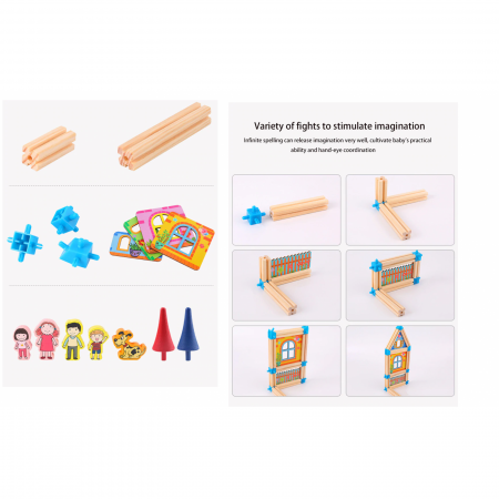 Set de constructie din lemn Micul Arhitect, 268 piese, multicolor [5]