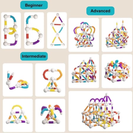 Set de constructie magnetic flexibil cu tuburi si bile, 108 piese, multicolor [2]