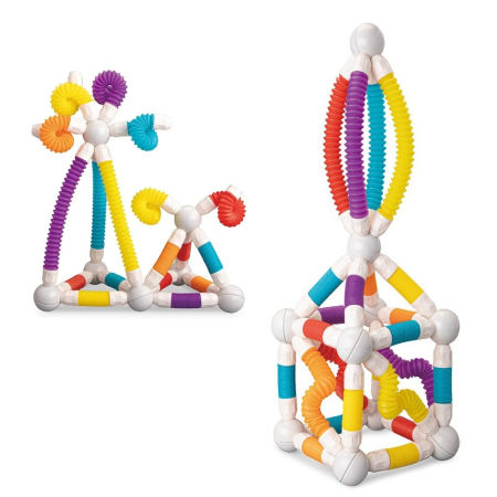 Set de constructie magnetic flexibil cu tuburi si bile, 36 piese, multicolor [0]