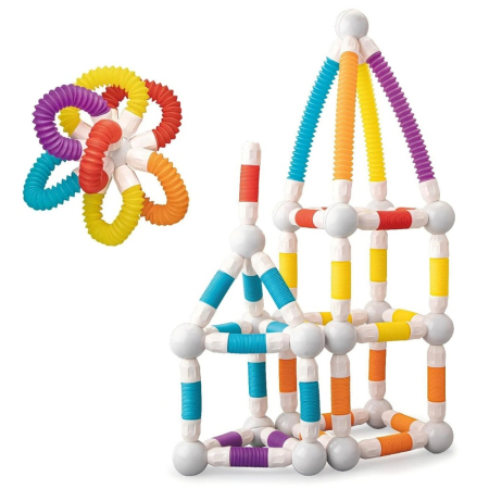 Set de constructie magnetic flexibil cu tuburi si bile, 57 piese, multicolor [0]