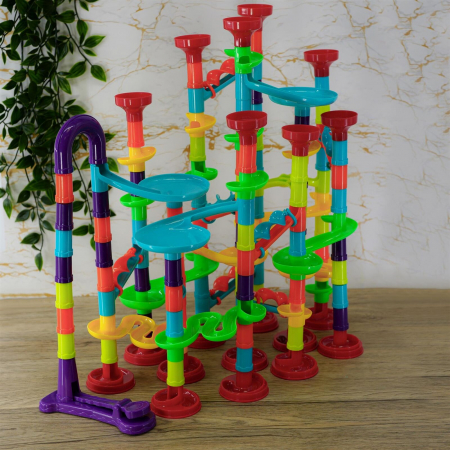 Set de constructie Marble Run cu bile din sticla, 197 piese, multicolor [6]