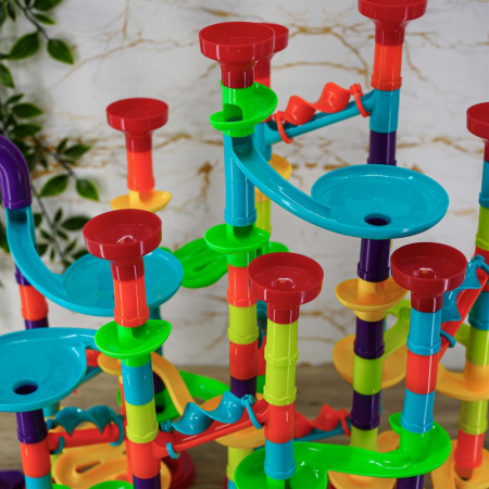 Set de constructie Marble Run cu bile din sticla, 197 piese, multicolor [5]