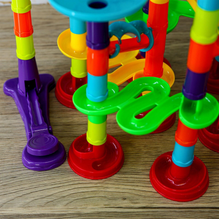 Set de constructie Marble Run cu bile din sticla, 197 piese, multicolor [4]