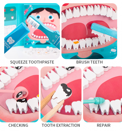 Set Doctor Stomatolog din lemn, 34 piese, multicolor [5]