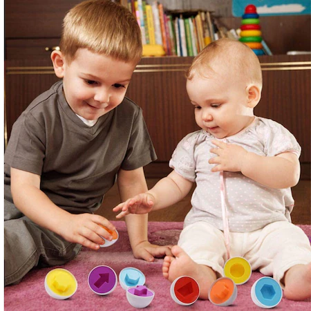 Set jucarii Oua pentru fete si baieti de 2,3,4 ani, 12 Forme Oua, 6 Culori potrivirea formelor si invatarea culorilor [1]