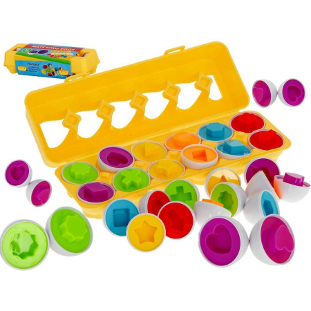 Accesorii Craft - Joc educativ Matching eggs, Set 12 oua pentru invatarea formelor si culorilor