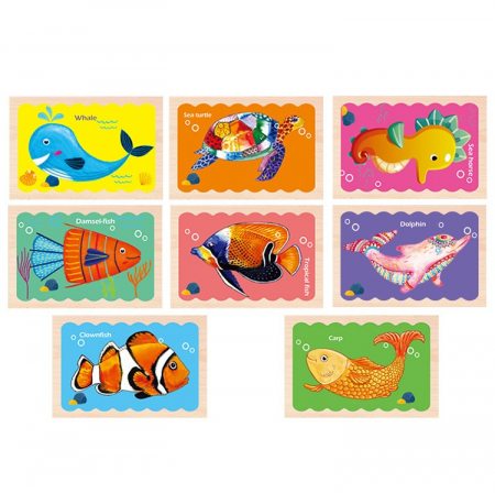 Set puzzle betisoare din lemn Creative Strip Ocean, 32 pcs, multicolor [1]