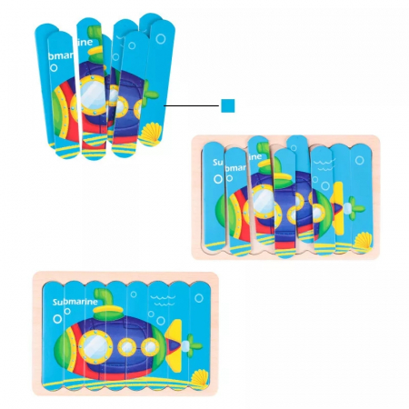 Set puzzle betisoare din lemn Creative Strip Traffic, 32 pcs, multicolor [4]