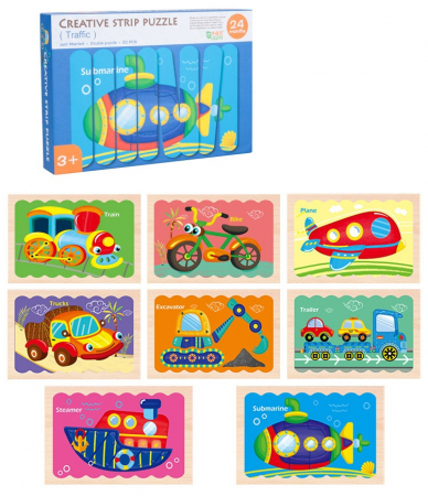 Set puzzle betisoare din lemn Creative Strip Traffic, 32 pcs, multicolor [0]