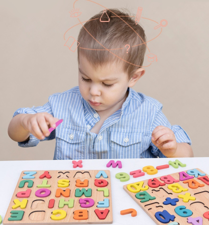 Set puzzle incastru Litere si Cifre, 20 x 20 cm, multicolor [2]