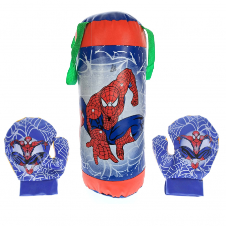 Set sac de box de jucarie si manusi pentru copii Spiderman, 52 cm