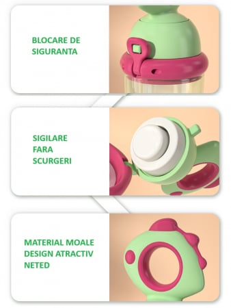 Suzeta pentru diversificarea alimentatiei/dentitie din silicon pentru fructe si piure proaspat, Verde/Fucsia [1]