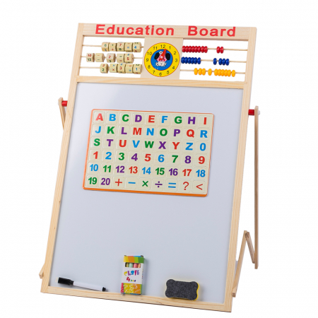 Tabla de scris din lemn, magnetica, educativa cu doua fete si suport, 64x47 cm, L15-6 [0]