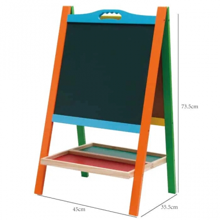 Tabla educativa din lemn 2 in 1 sevalet cu accesorii si maner, 73.5 x 45 cm, multicolor [6]