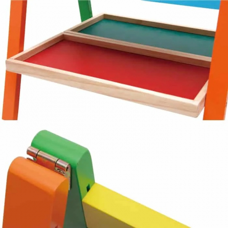 Tabla educativa din lemn 2 in 1 sevalet cu accesorii si maner, 73.5 x 45 cm, multicolor [2]