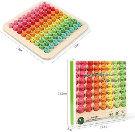 Joc educativ din lemn 3D Tabla Inmultirii Montessori, multicolor [7]