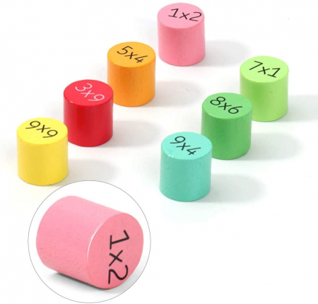 Joc educativ din lemn 3D Tabla Inmultirii Montessori, multicolor [4]