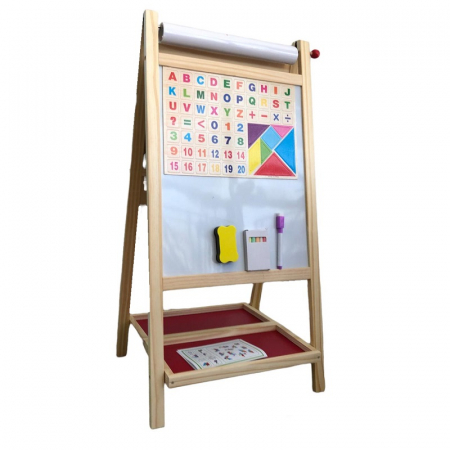 Tabla magnetica din lemn sevalet cu Rola Hartie, Abac, Ceas, Litere si Cifre, 73.5 x 37 cm [1]